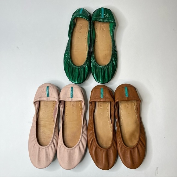 TIEKS by Gavrieli Emerald Green Metallic Shiny Patent Leather Ballet Fold Flats - Picture 13 of 13
